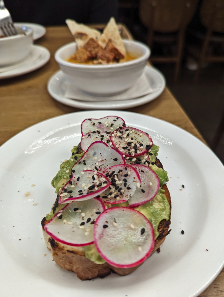 brunch in Hamilton at Bread Bar on James with avocado toast