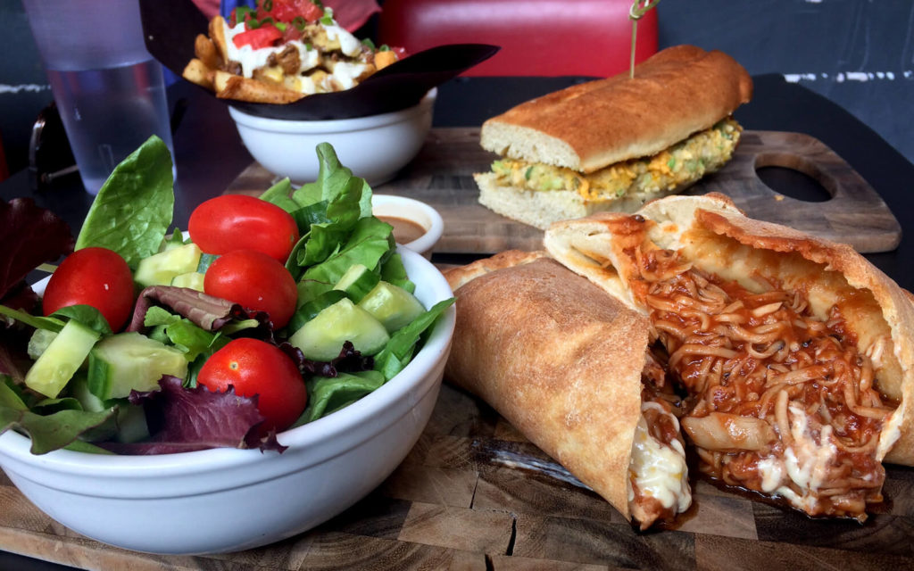 Mushroom Calzone and Side Salad from Democracy* Coffee House