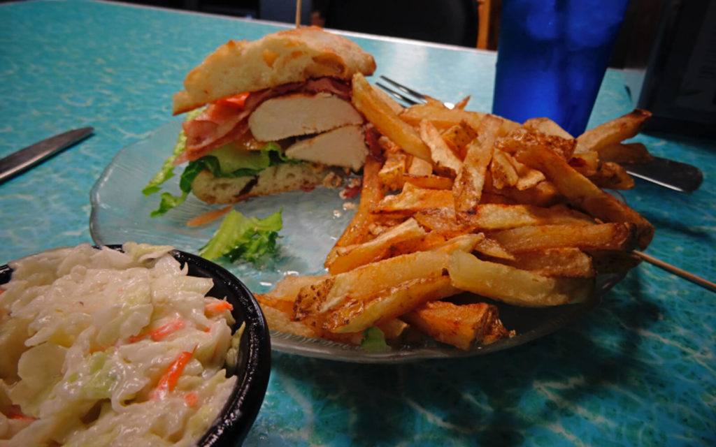 Chicken Club Sandwich and Fries at Madelyn's Diner