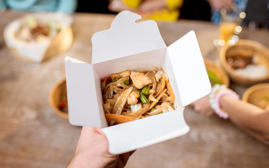 Take Out Asian Food in Folded Container