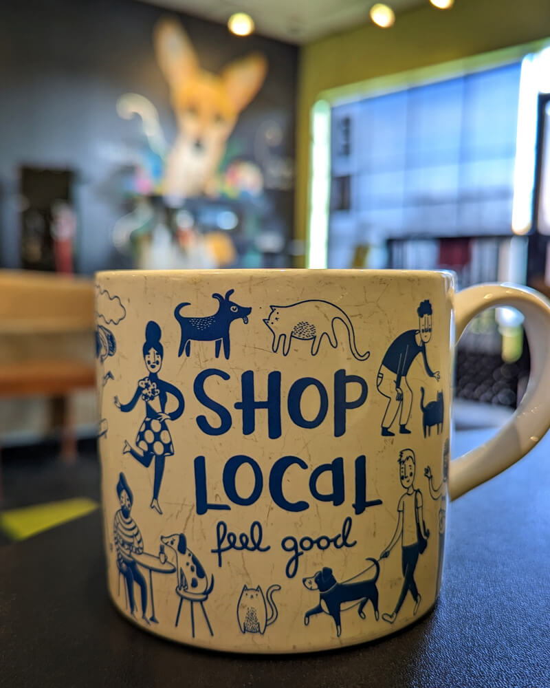 Shop Local Mug at Munchies Cafe in Hamilton