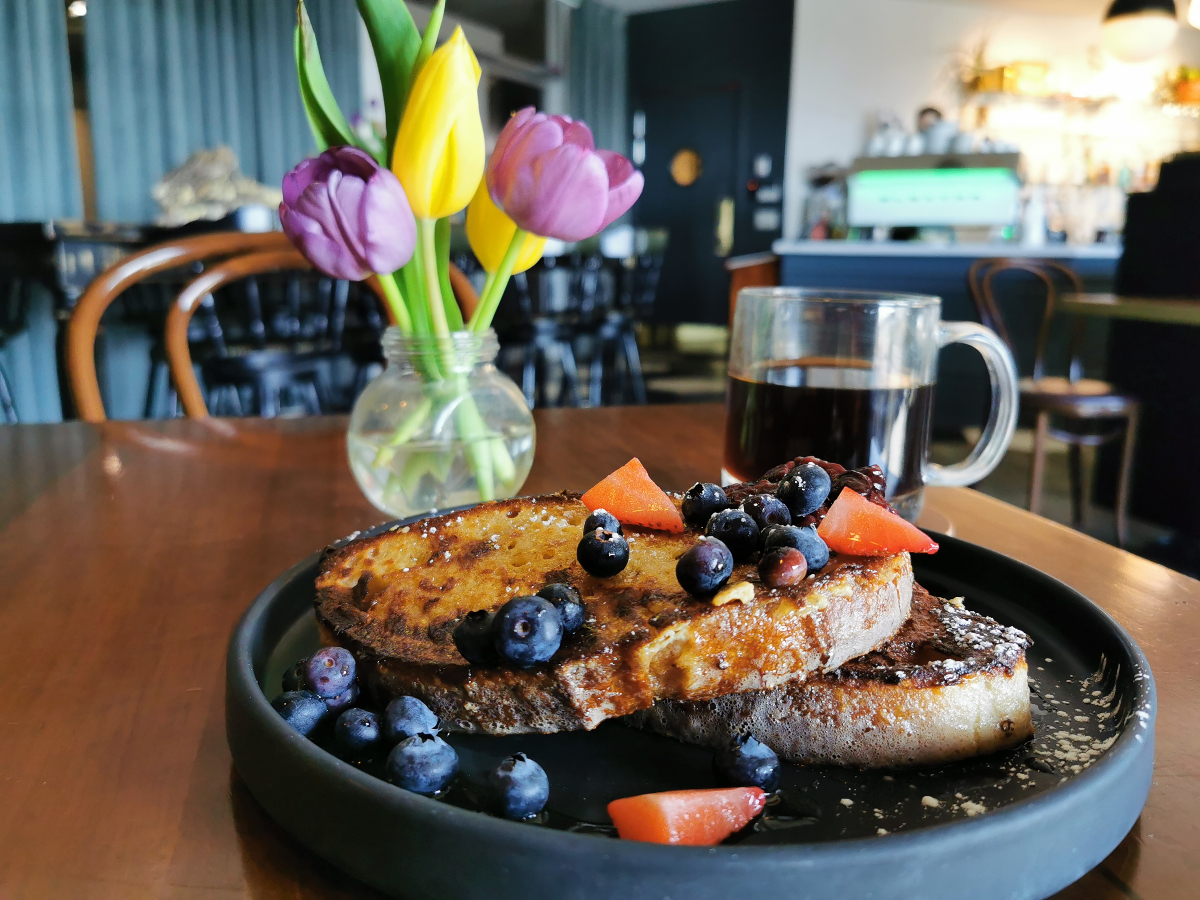 French toast with berries at Common Good Cafe