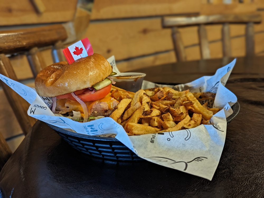 Hoser burger from M.I.C. Canadian Eatery - one of the best restaurants in Sudbury