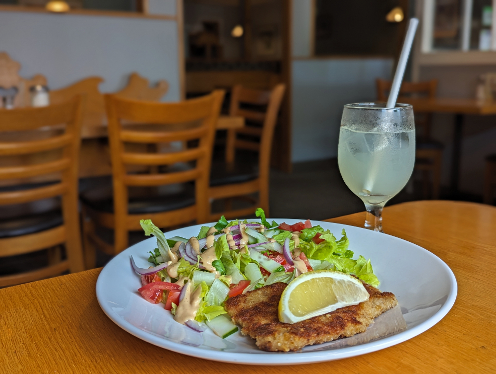 schnitzel at the Maple Leaf Restaurant in downtown Gananoque