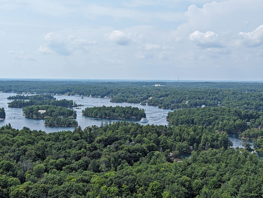 view of the Thousand Islands from the 1000 Islands Tower