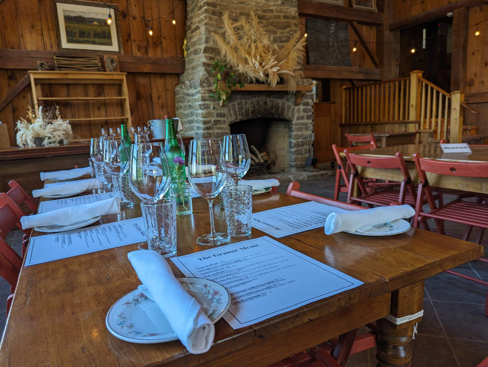 dining table at The Grange Winery