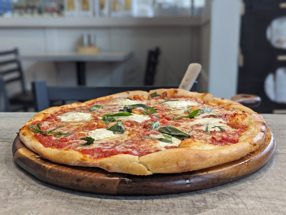 A classic margherita pizza from The Italian Eatery